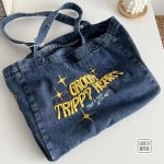 Denim Embroidered Crossbody Bag for Women