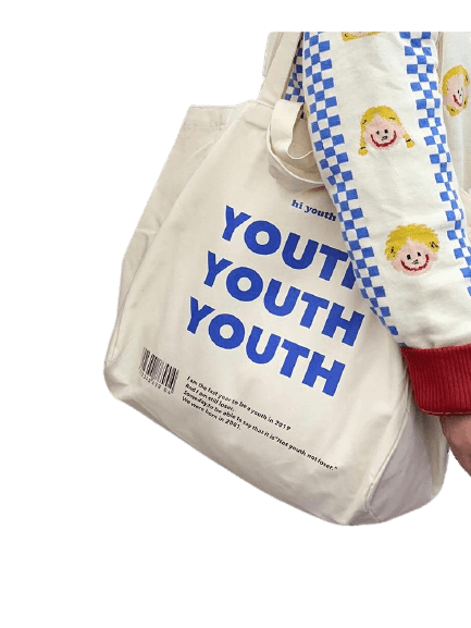 YOUTH Letters Print Shoulder Bag